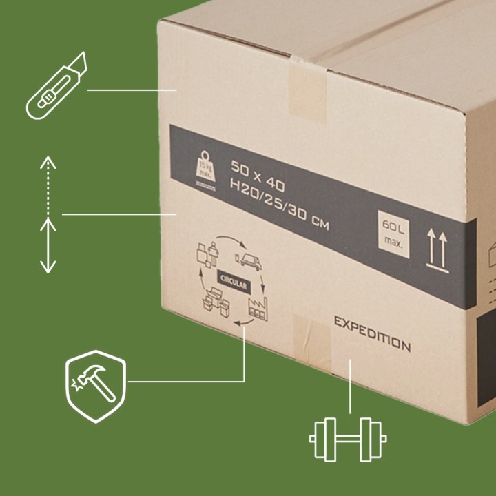 Carton déménagement à hauteur variable et adhésif 0€