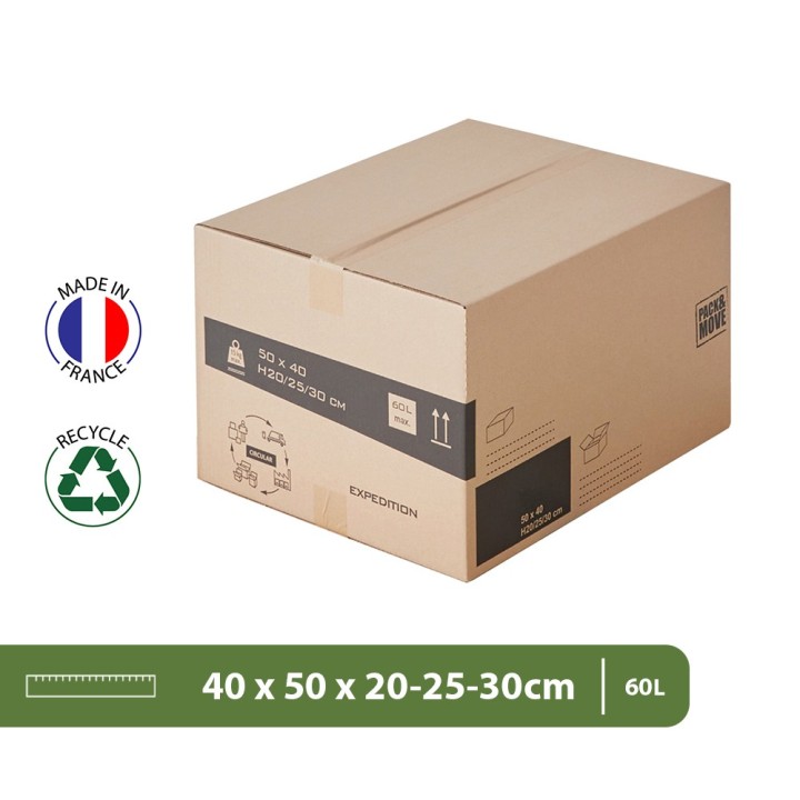 Carton déménagement à hauteur variable et adhésif 0€