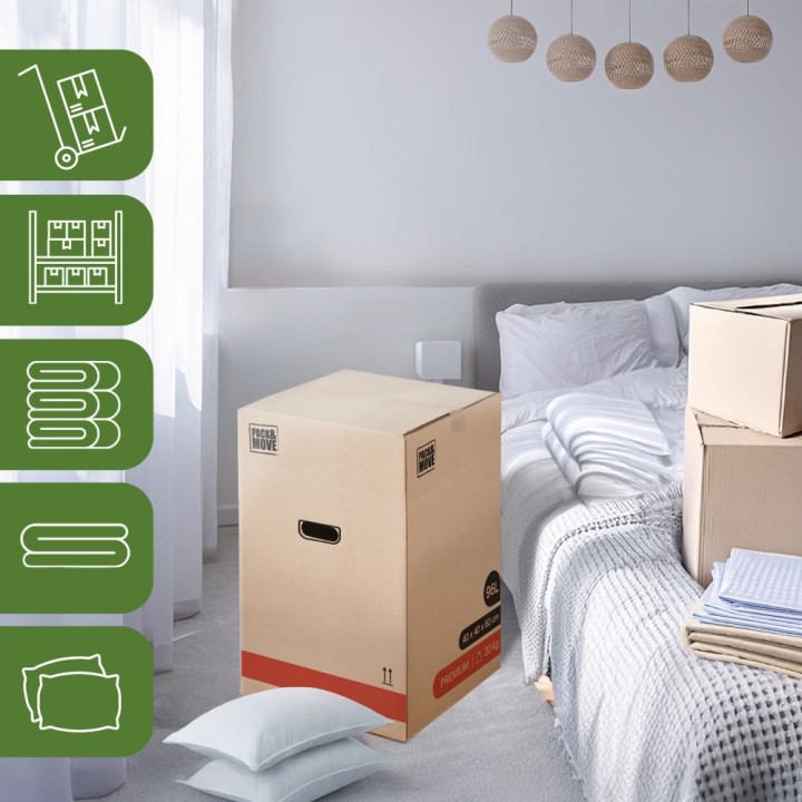 Carton solide 96L - Pour objets lourds et hauts et adhésif à 0€