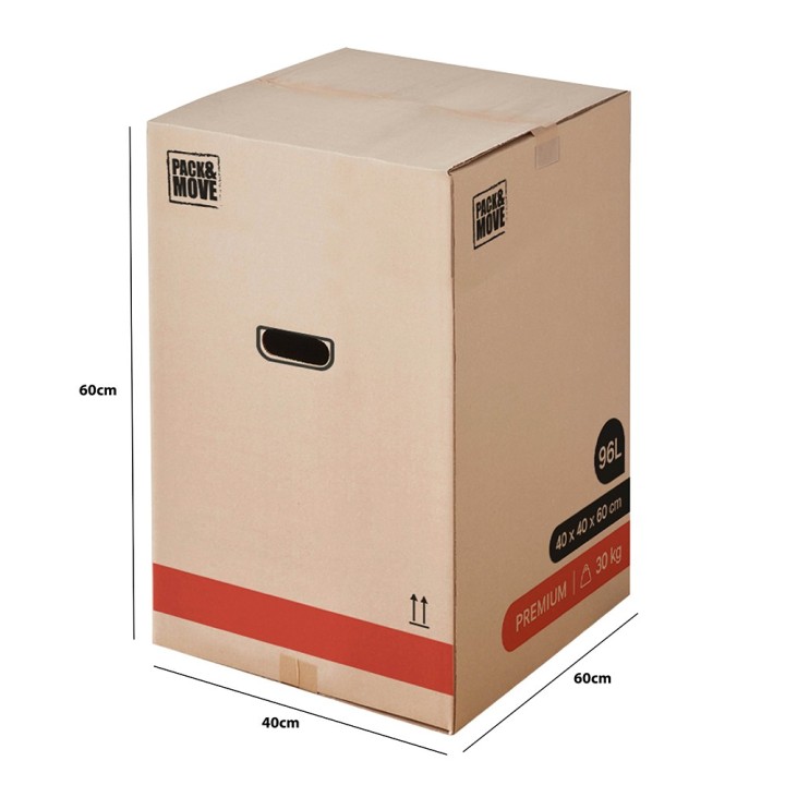 Carton solide 96L - Pour objets lourds et hauts et adhésif à 0€