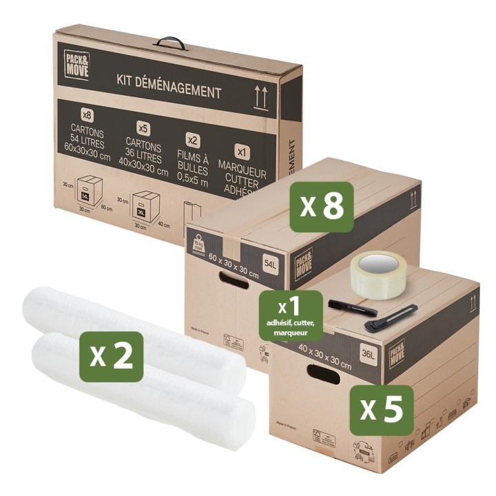 Kit cartons déménagement - Le nécessaire pour T1, prêt à l’emploi