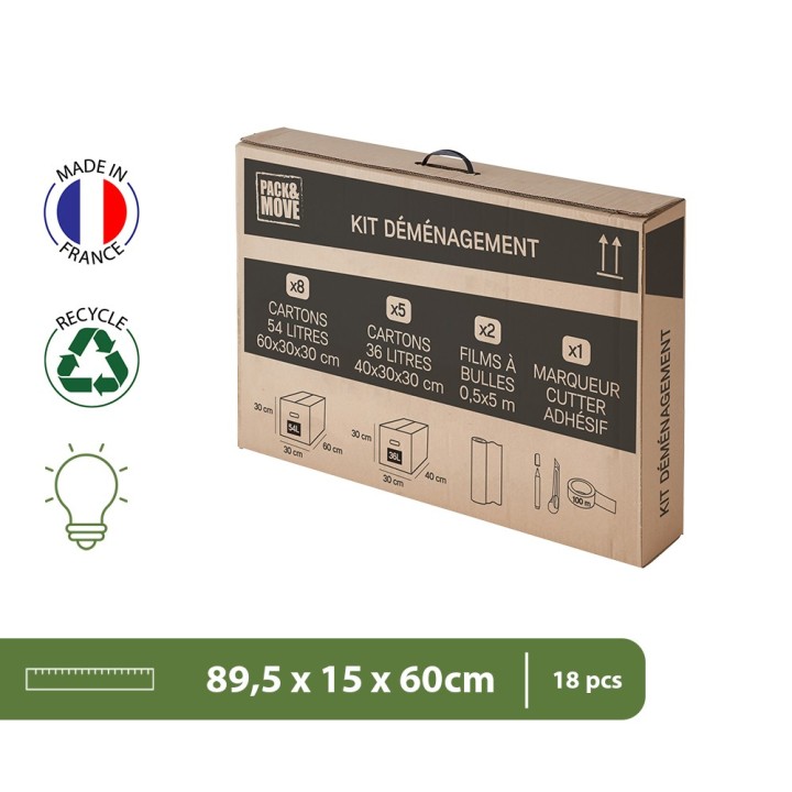 Kit cartons déménagement - Le nécessaire pour T1, prêt à l’emploi