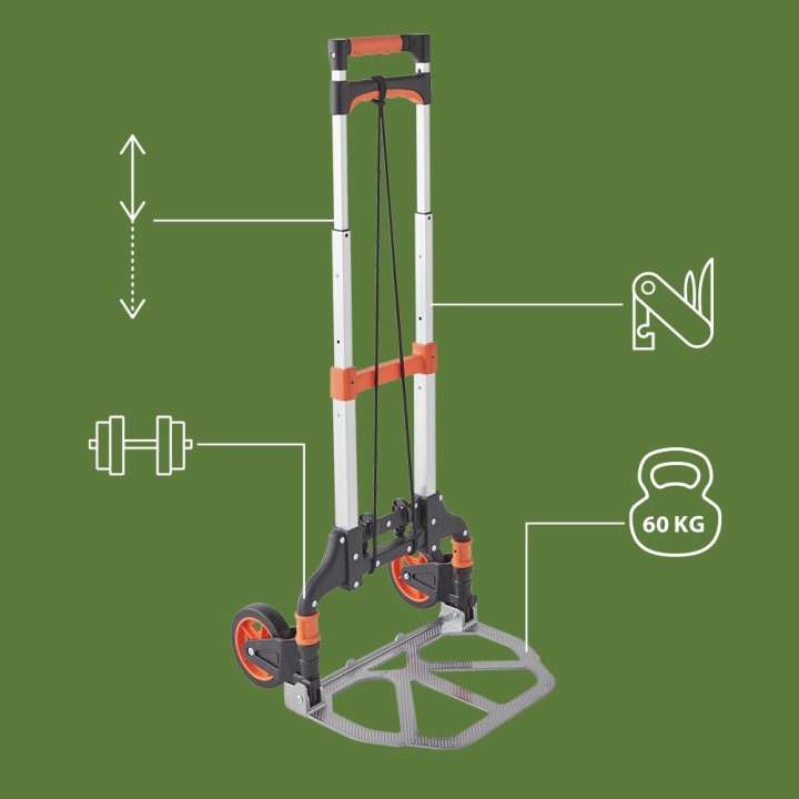 Chariot pliable - Léger, costaud, diable de manutention compact