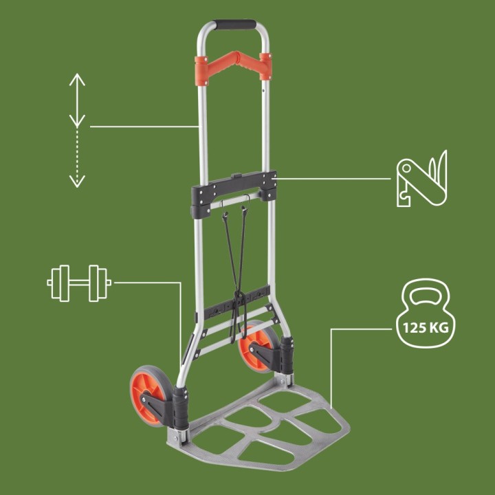 Chariot pliable - Léger, costaud, diable de manutention compact