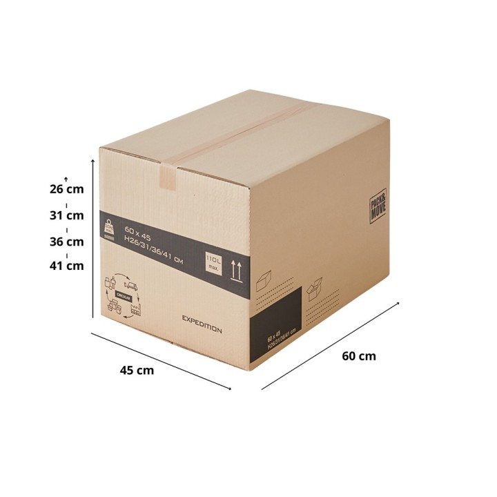 Carton déménagement ajustable - Hauteur modifiable