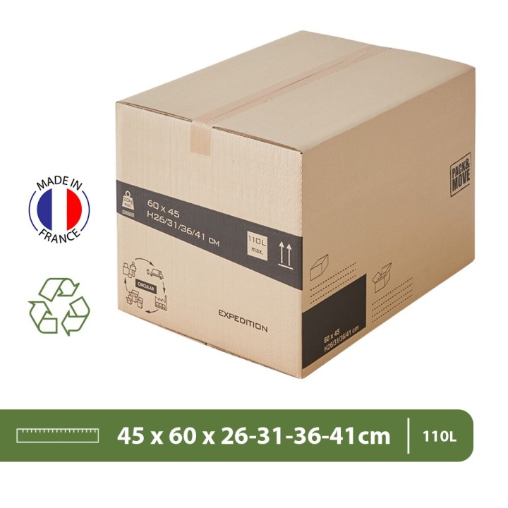 Carton déménagement ajustable - Hauteur modifiable