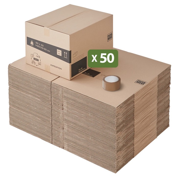 Carton déménagement à hauteur variable et adhésif 0€