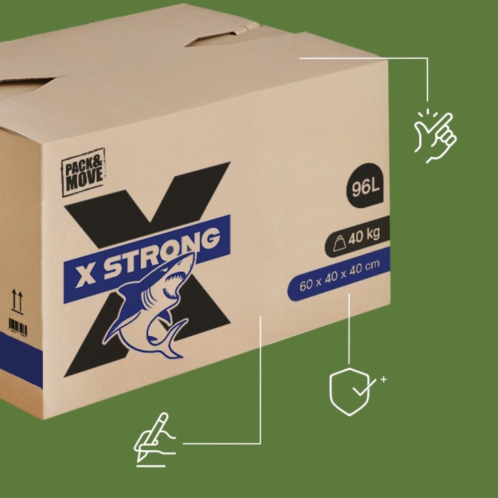 Cartons déménagement X-STRONG 96L (60 x 40 x 40 cm) - 40KG charge max