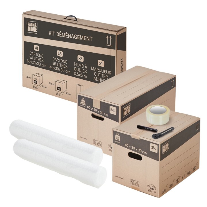 Kit cartons déménagement - Le nécessaire pour T1, prêt à l’emploi