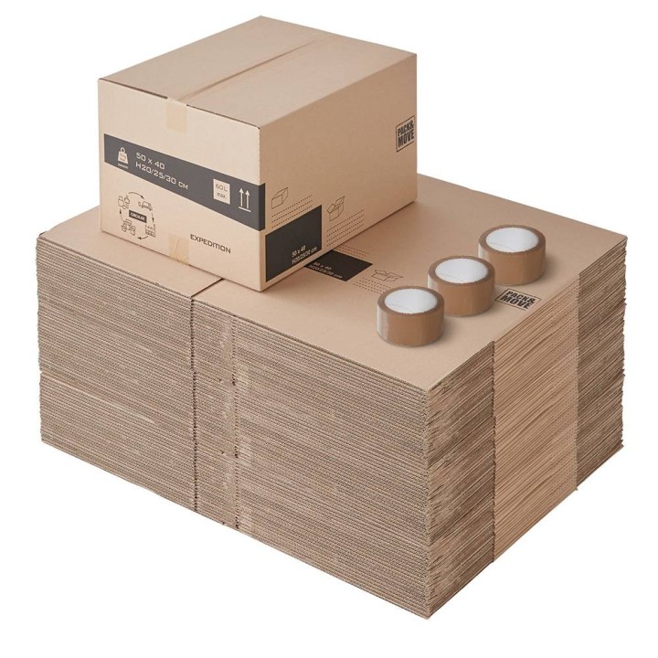 Carton déménagement à hauteur variable et adhésif 0€