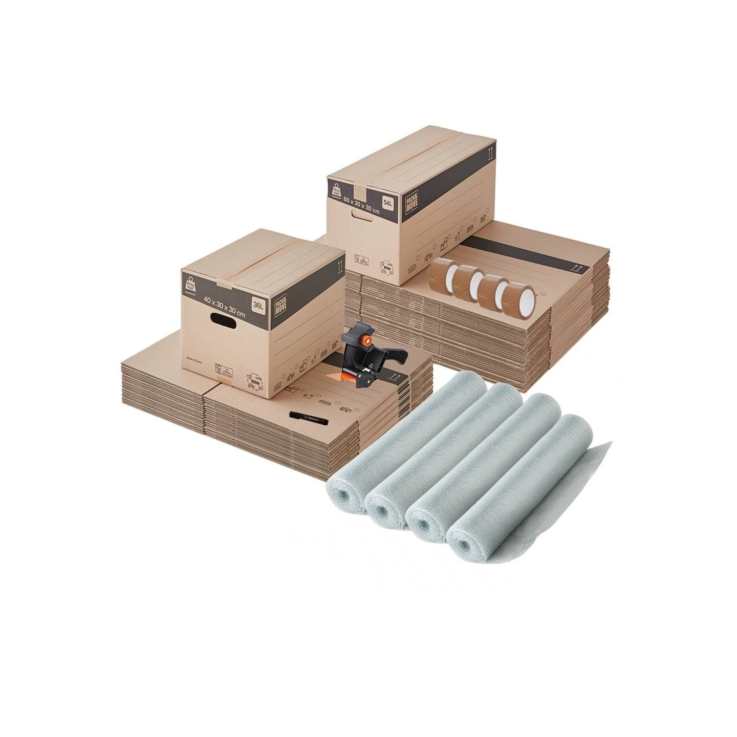 Pack And Move - Kit Déménagement Essentiel : Cartons Livres + Marqueur + 1 Ruban Adhésif Offert