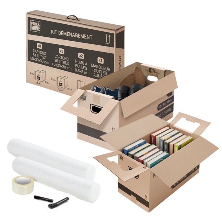 Kit cartons déménagement - Le nécessaire pour T1, prêt à l’emploi