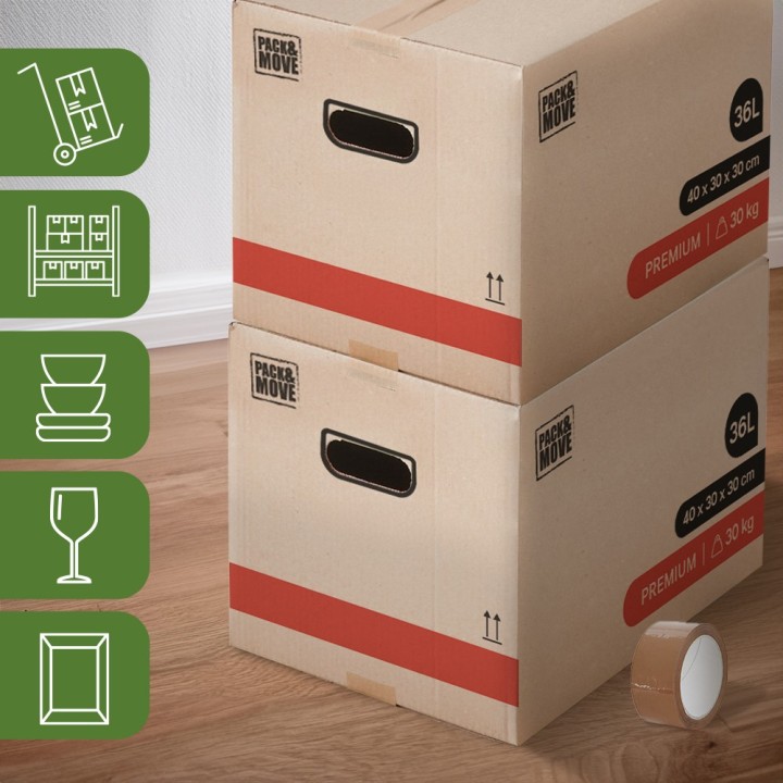 Carton déménagement premium 36L Robuste : Petit Format, Gros Impact
