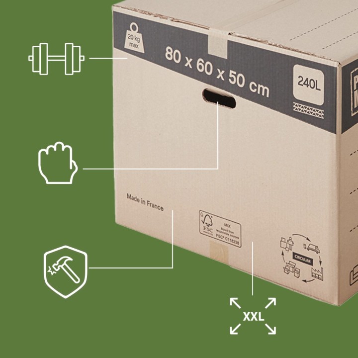 Carton XXL - Grande capacité, pour les objets volumineux