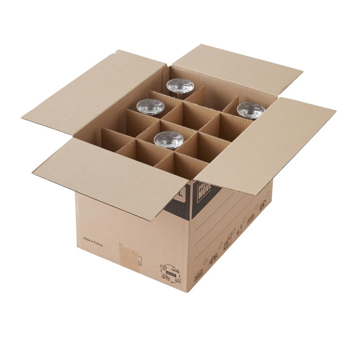 Pack carton + 12 croisillons verres : protection déménagement