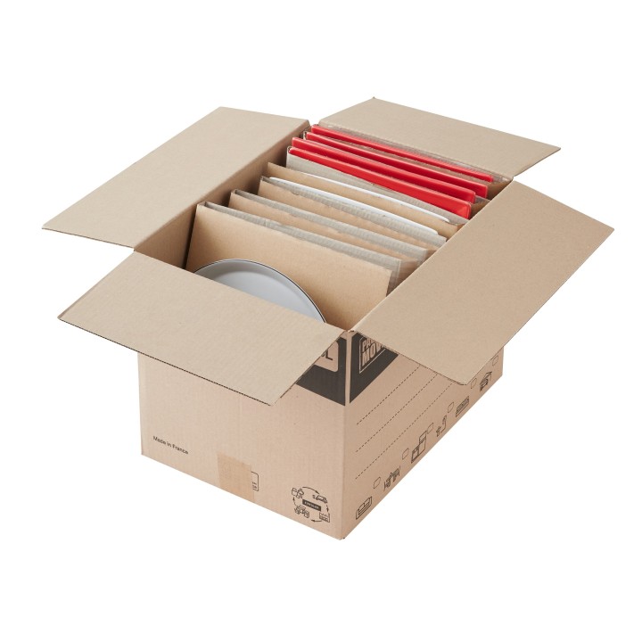 Déménagement vaisselle - Carton et compartiments assiettes