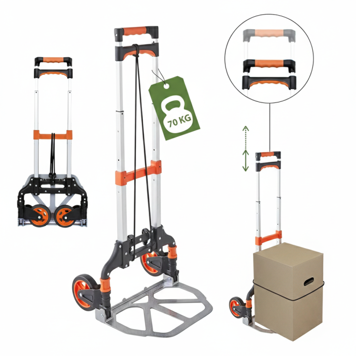 Chariot pliable - Léger, costaud, diable de manutention compact