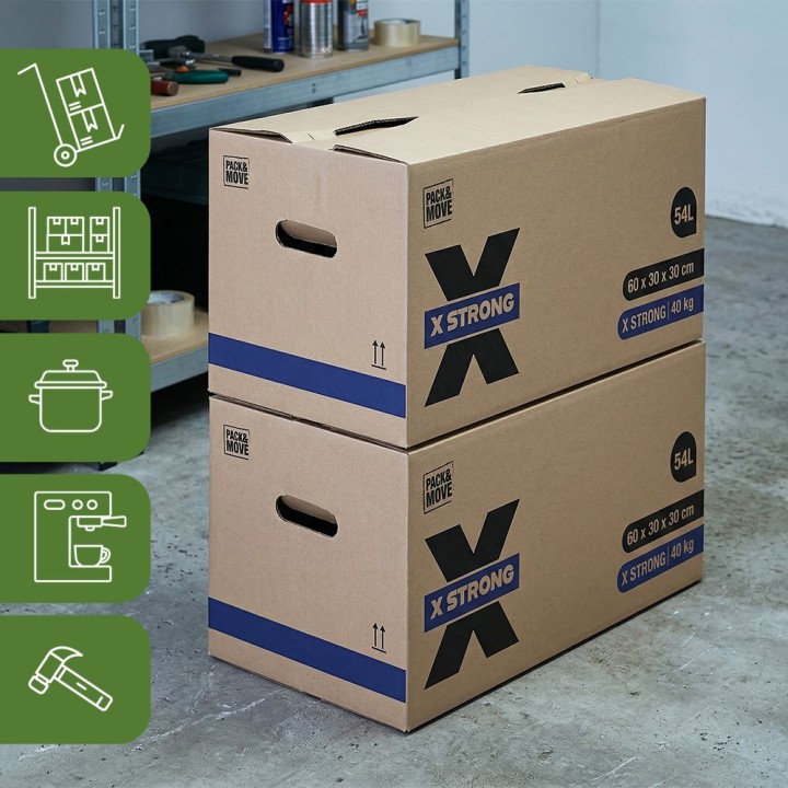 Cartons déménagement X-STRONG 54L (60 x 30 x 30 cm) - 40KG charge max