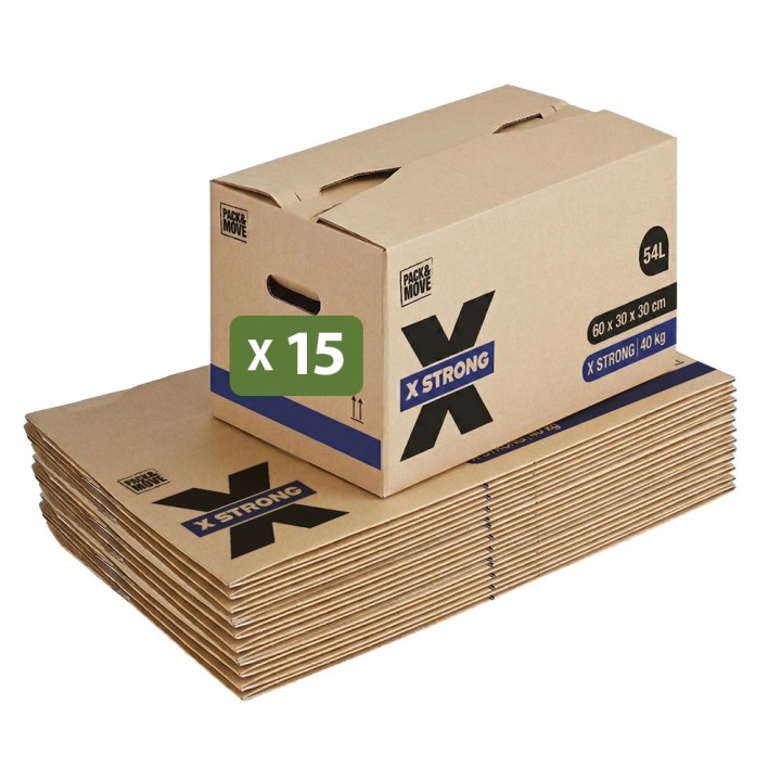 Cartons déménagement X-STRONG 54L (60 x 30 x 30 cm) - 40KG charge max