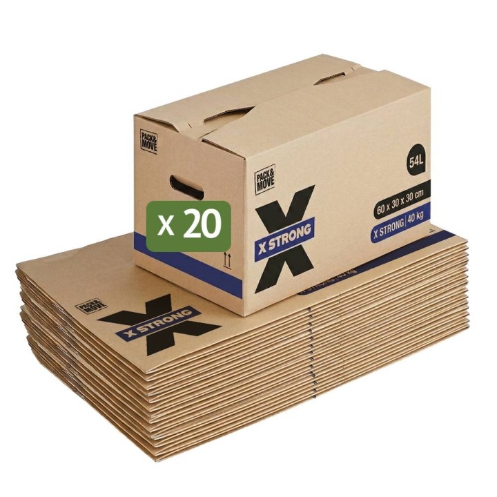 Cartons déménagement X-STRONG 54L (60 x 30 x 30 cm) - 40KG charge max