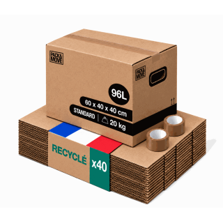 Carton déménagement large - Grand volume et adhésif 0€