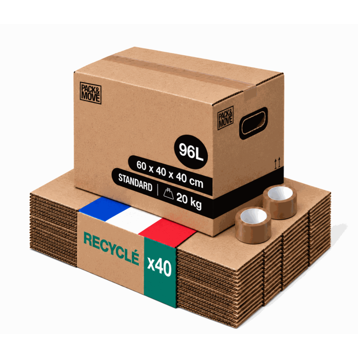 Carton déménagement large - Grand volume et adhésif 0€