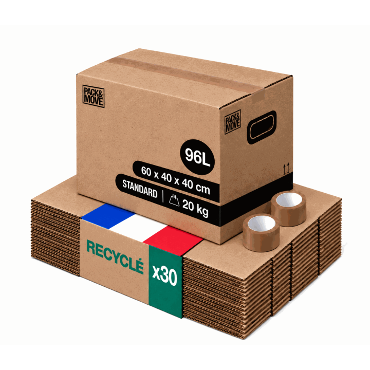 Carton déménagement large - Grand volume et adhésif 0€