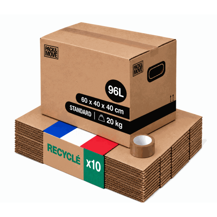 Carton déménagement large - Grand volume et adhésif 0€