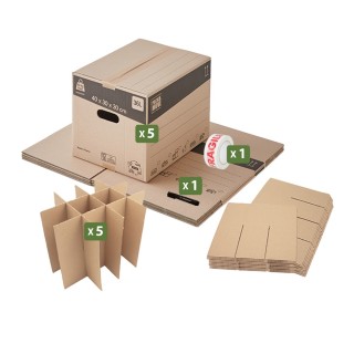 Kit carton pour verre déménagement et adhésif 0€
