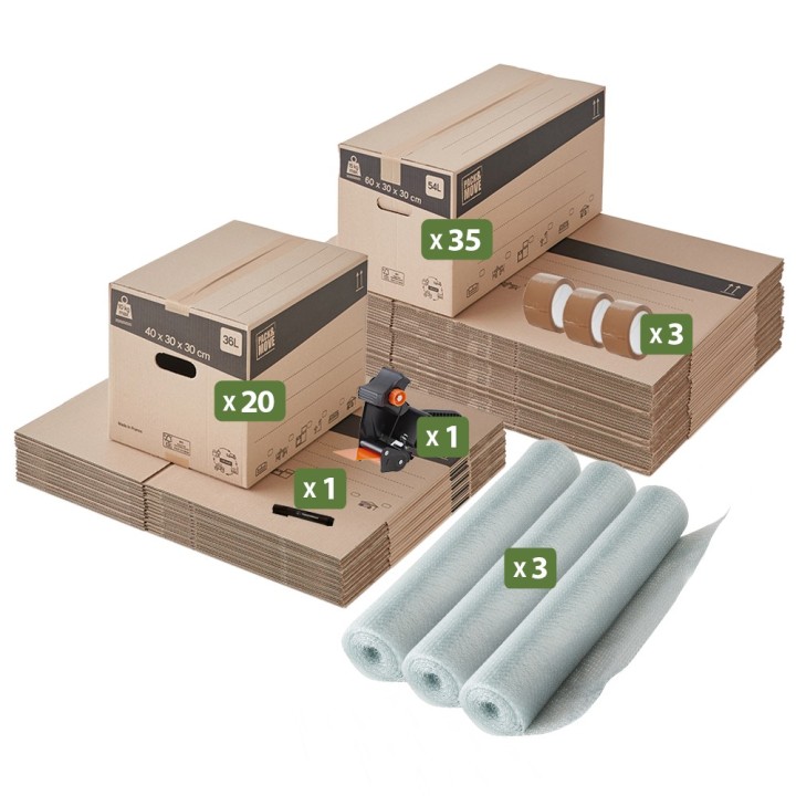 Carton déménagement kit - T4/T5 - 63 articles pour gros volumes