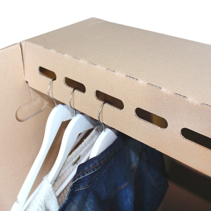 Penderie carton déménagement - Avec barre pour cintres