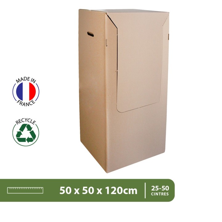 Penderie carton déménagement - Avec barre pour cintres