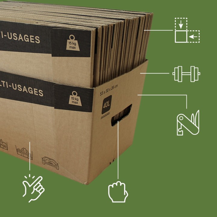 Caisse en carton - Ouverte, solide et prête à remplir