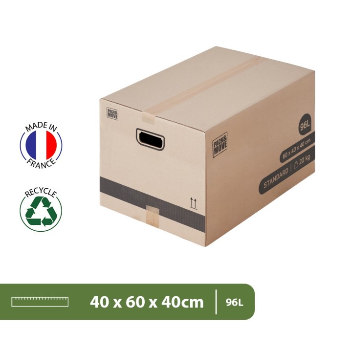 Carton déménagement large - Grand volume et adhésif 0€