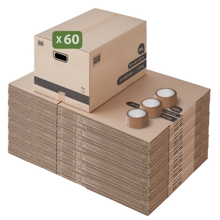 Carton déménagement large - Grand volume et adhésif 0€